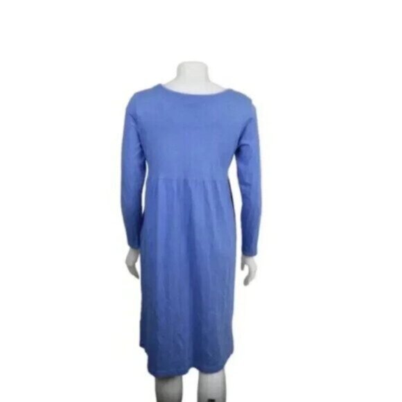 Lands End  Long Sleeve Midi Dress Floral Embroidered Blue Size 14 - Picture 3 of 9